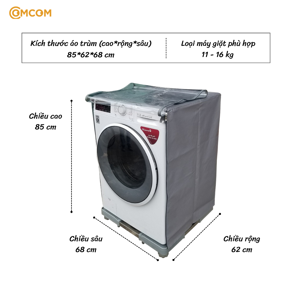 Áo trùm máy giặt cửa trước vải da cao cấp