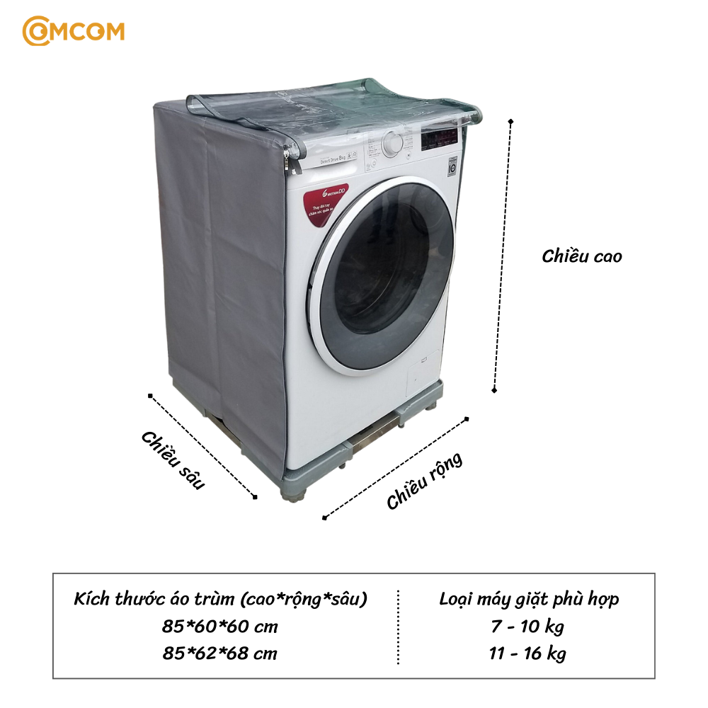 Áo trùm máy giặt cửa trước vải da cao cấp