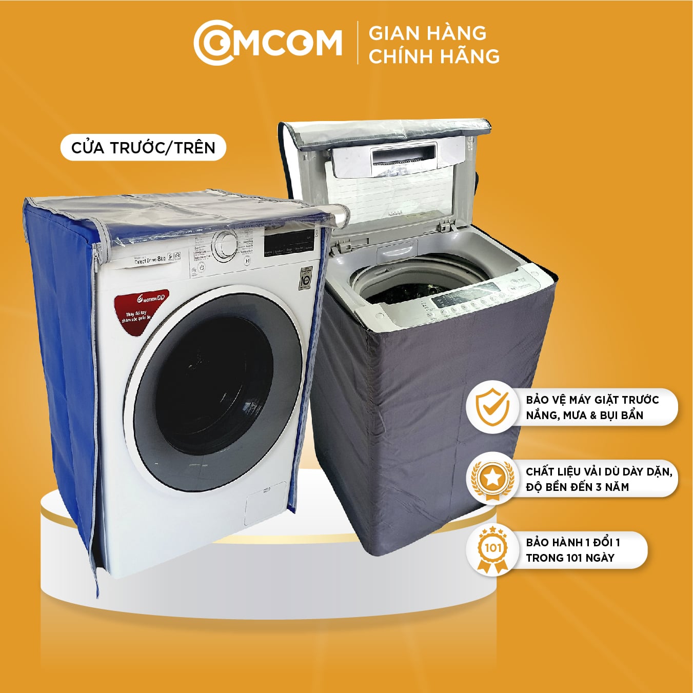 Áo trùm máy giặt vải bạt cao cấp COMCOM