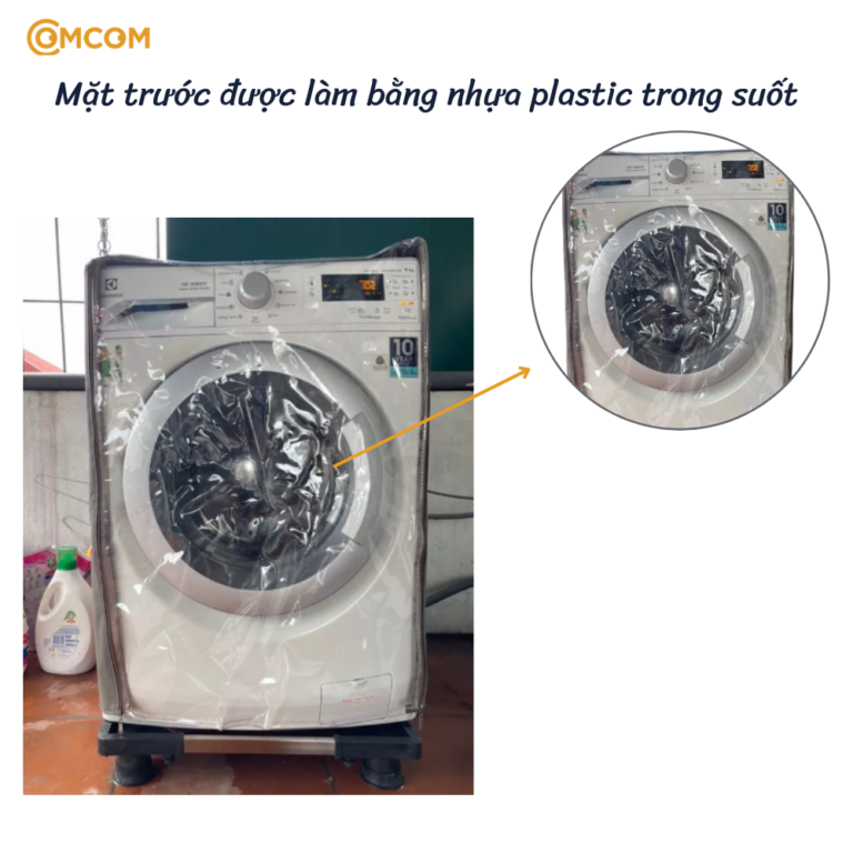 Áo trùm máy giặt cửa trước có ô nhựa trong suốt